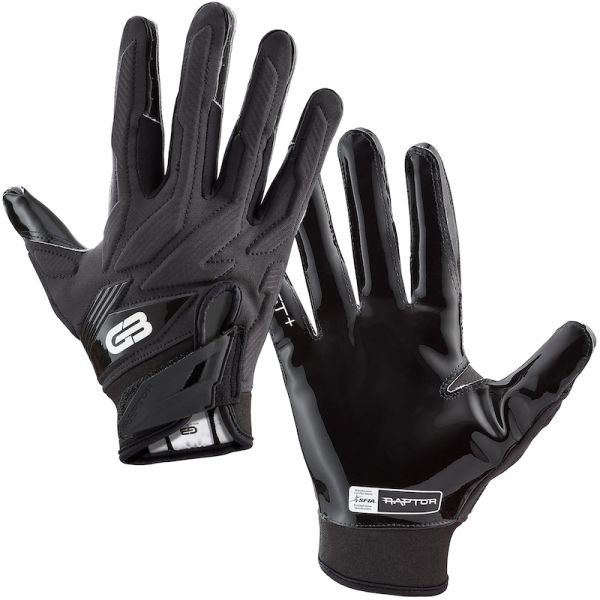 Grip Boost Raptor 2.0 Adult Padded Hybrid Football Gloves - Black