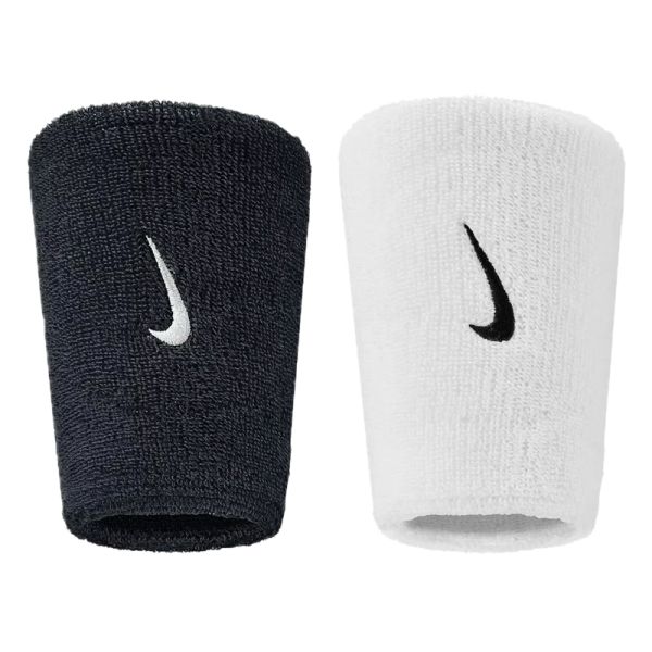 Nike Swoosh Classic Doublewide Wristbands 2Pk - Black&White